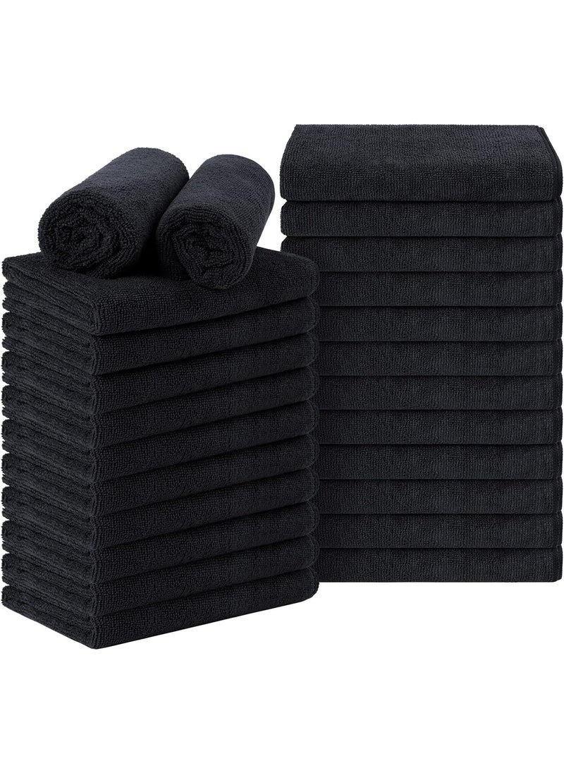 Orighty Black Salon Towel, Pack of 24 (Not Bleach Proof, 16 x 29 Inches) Super Soft and Absorbent Microfiber Hair Salon Towels for Salons, Hand, Gym, Bath, Spa and Home Hair Care