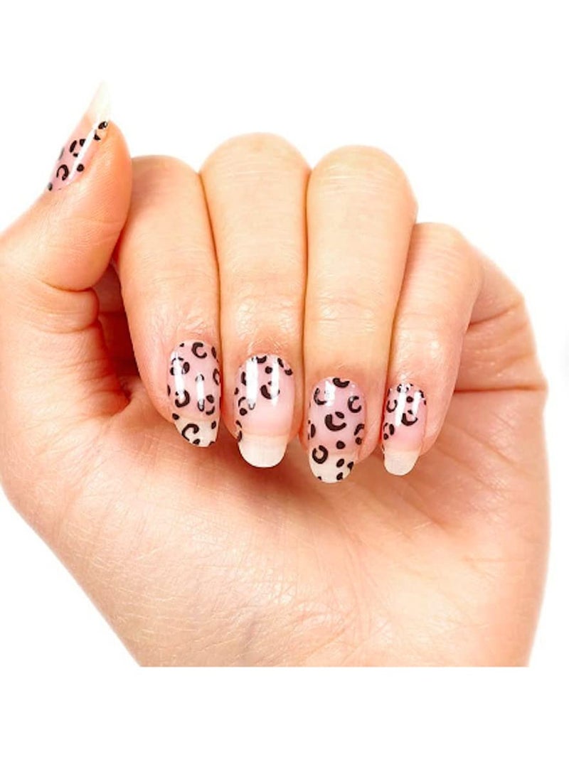Color Street: Spot On (Clear overlay with animal print accents),Black Leopard Print Designs with Clear Background