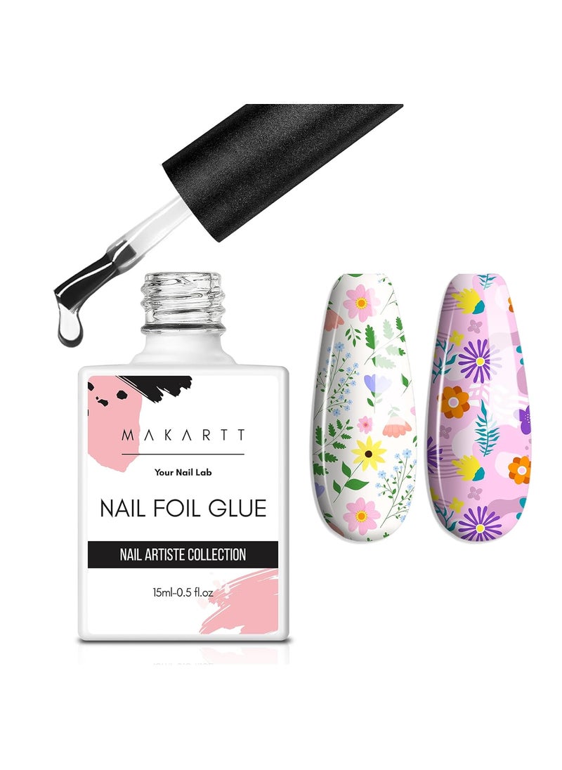 Makartt Nail Foil Glue Gel for Nail, Foil Gel Transfer for Nails Art Stickers Strong Adhesion Foil Transfer Gel Soak Off Salon DIY UV LED Lamp Required 15ML(0.5 fi.oz)