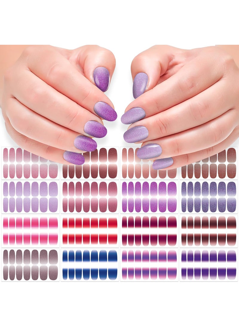 DANNEASY 16 Sheets French Nail Polish Stickers Full Nail Wraps French Tip Nail Strips Gel Nail Polish Strips Self Adhesive Fingernail Sticker Nails for Women with Nail File, Cuticle Stick
