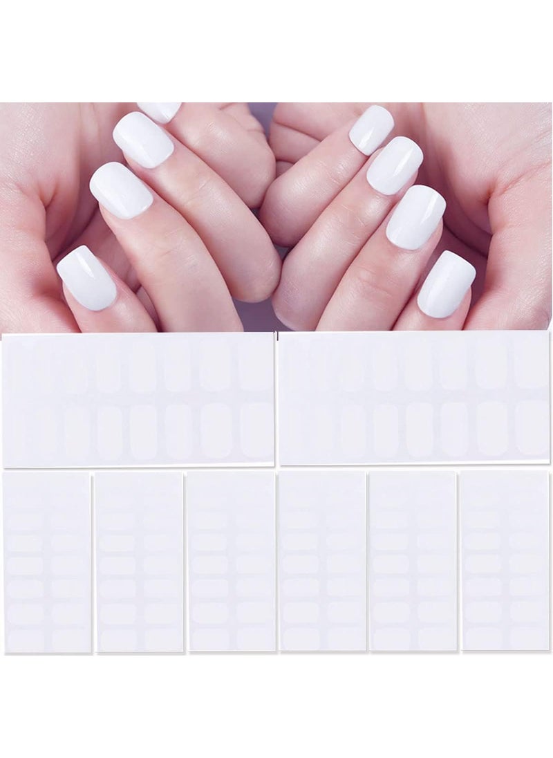 8 Sheets White Color Full Nail Wraps Stickers, Nail Polish Strips DIY Self-Adhesive Nail Art Decals Premium Street White Nails for Women Girls Manicure Decoration.