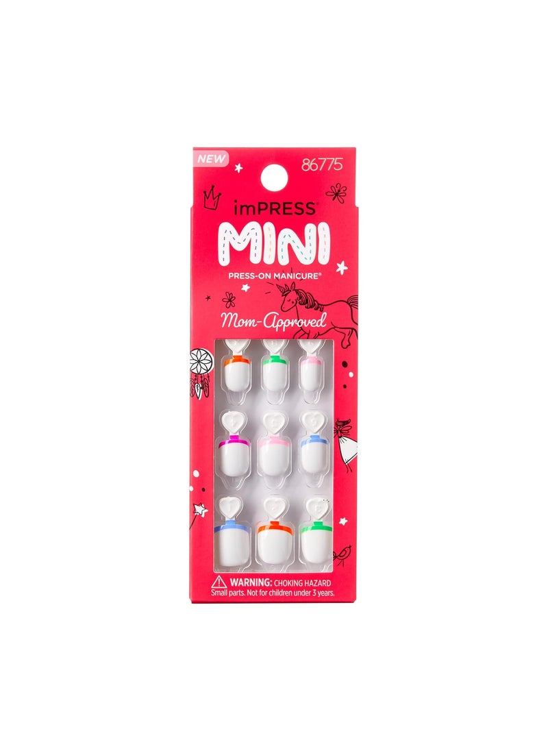 KISS imPRESS Mini Press-On Nails Manicure for Kids - 'French Pop' - Beginner Nail Art Set with Nail File & 20 Fake Nails