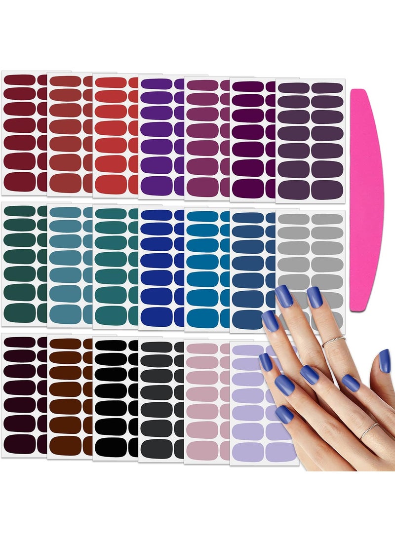SILPECWEE 20 Sheets Dark Solid Color Nail Wraps for Women Nail Polish Strips Gel Nail Strips Self Adhesive Nail Sticker Fingernail Stickers Stick on Nails Accessories with 1pc Nail File