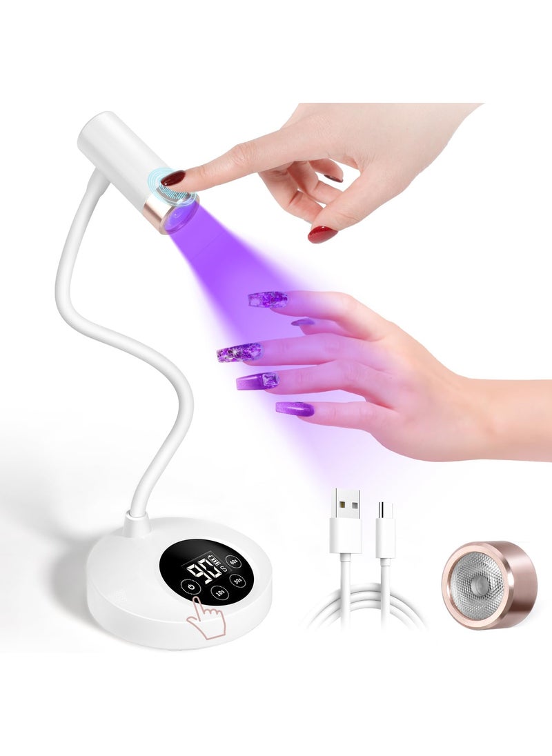 AORAEM UV LED Nail Lamp, Rechargeable Gooseneck Lamp for Gel x Nails 12W Quick Dry LED Nail Light Nail Dryer with 4 Timers & Auto Sensor, Professional Flash Cure Light for Gel Nails Home DIY White
