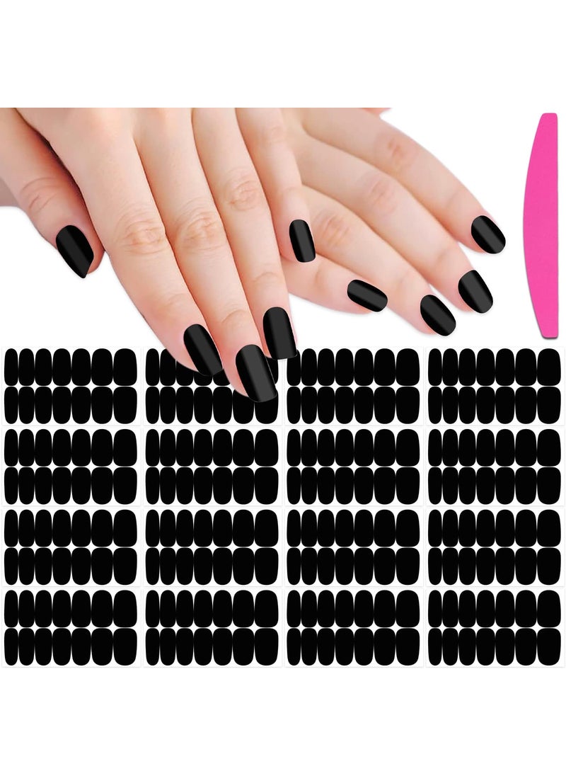 SILPECWEE 16 Sheets Black Nail Wraps Solid Color Nail Polish Strips for Women Gel Nail Strips Self Adhesive Nail Polish Stickers Fingernail Manicure Stickers Nail Art with 1pc Nail File