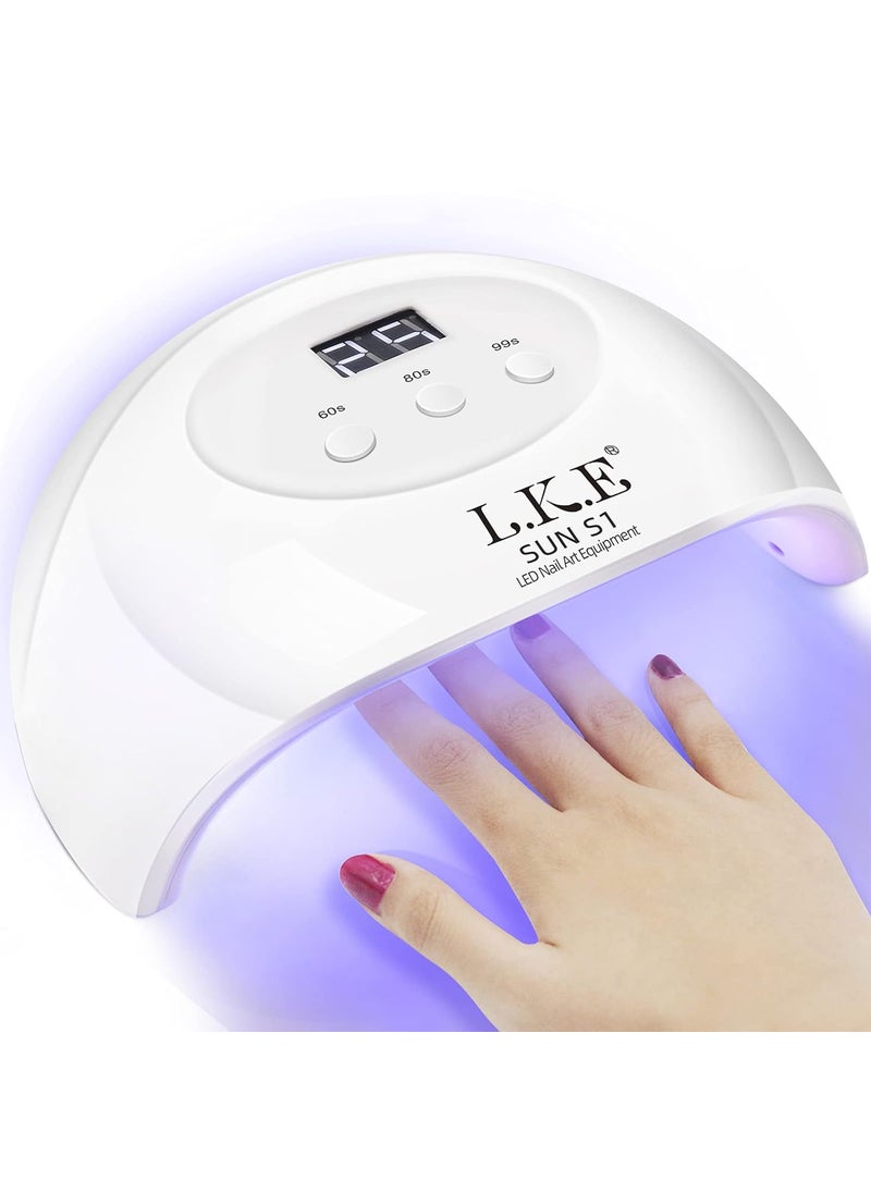 UV LED Nail Lamp, LKE Nail Dryer 72W Gel Nail Polish Curing Lamp UV Nail Lamp LED Nail Lamp for Gel Nail Polish Kit Nail Light Nail Art Accessories White