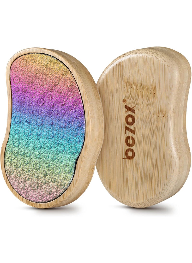 BEZOX Stainless Steel Pedi Egg Foot File Callus Remover for Dry and Wet Feet, Smooth Rough Skin, Plastic-Free Pedicure Tool Pumice Stone, Washable Foot Scrubber for Cracked Heels - Rainbow