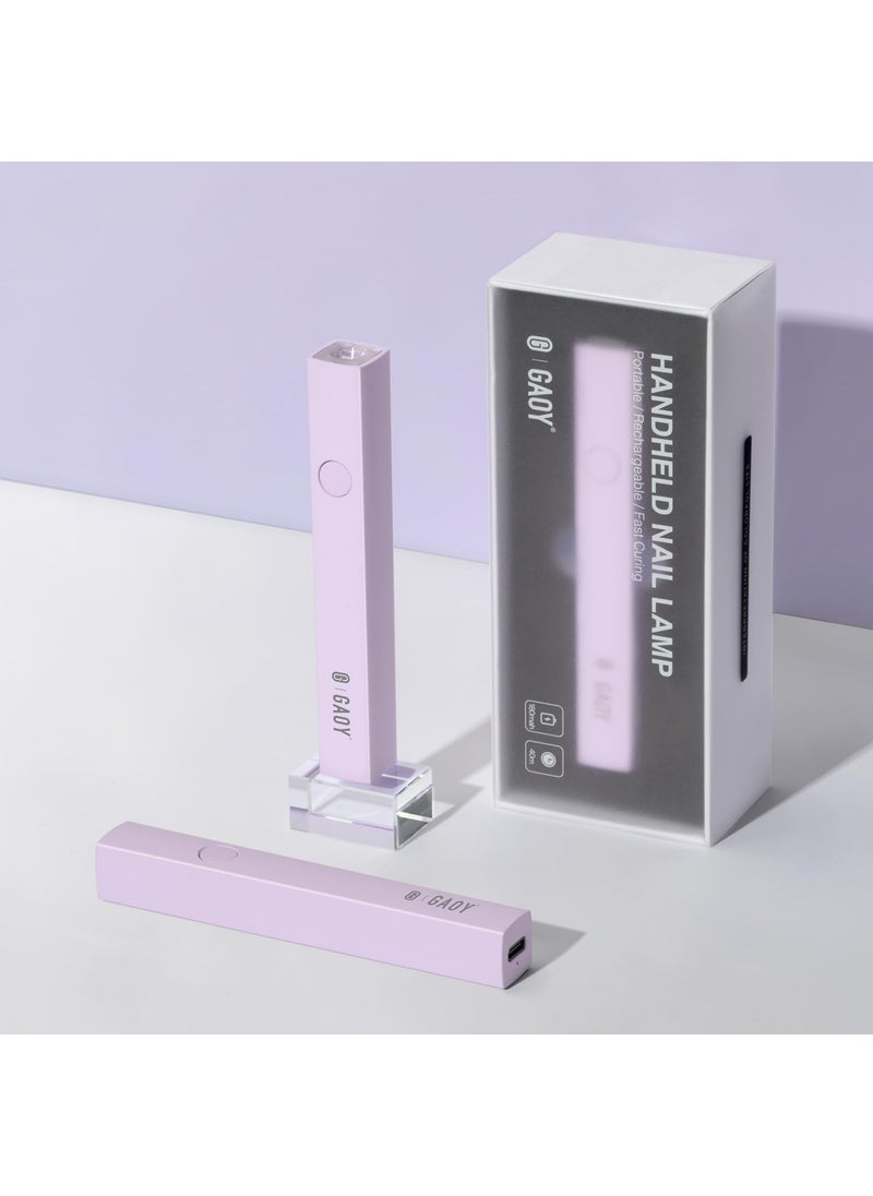 GAOY Handheld UV Light for Gel Nails, Mini Nail Lamp, Portable Cordless Rechargeable, Fast Curing, Pale Purple
