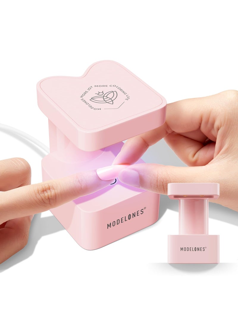 modelones Mini UV Light for Gel Nails, Small Nail Cure Light, Flash Cure Light for Gel x Nails, LED Nail Lamp, Portable USB Nail Light for Fast Curing, Pink