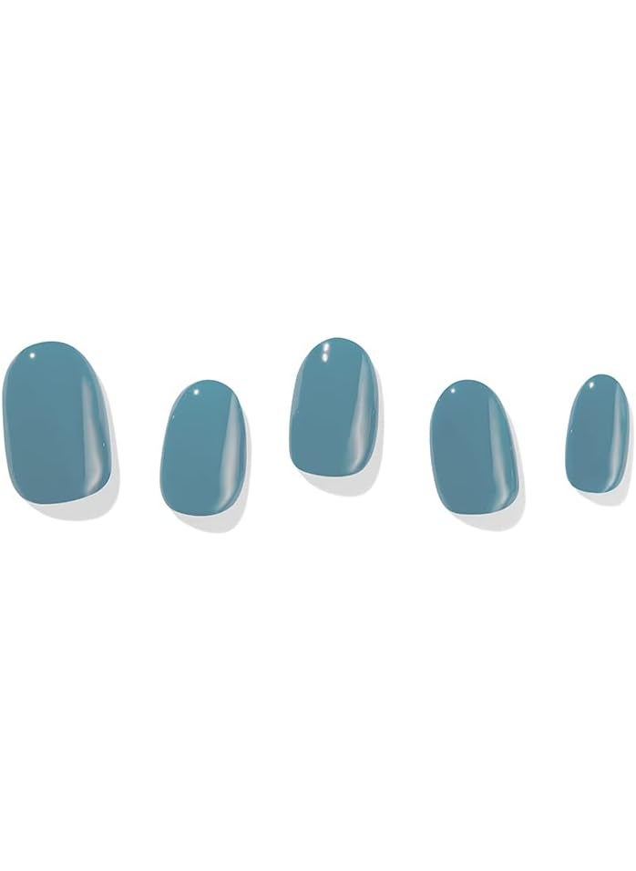 Dashing Diva Glaze Nail Strips - Ocean Bay | Works with Any LED Nail Lamp | Long Lasting, Chip Resistant, Semicured Gel Nail Strips | Contains 34 Salon Quality Blue Nail Wraps, 1 Prep Pad, 1 Nail File