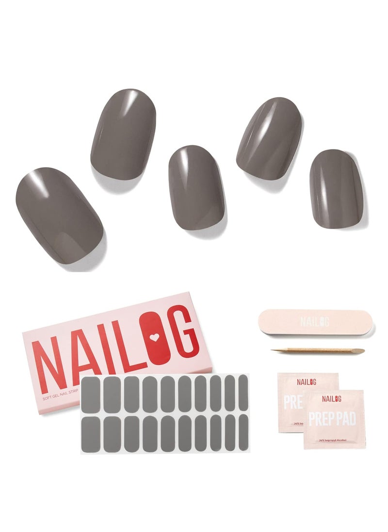 NAILOG Semi Cured Gel Nail Strips (20 Extra Long Stickers/Wraps) | Glossy & Long Lasting Soft Gel Finishing | Kiss The Rain