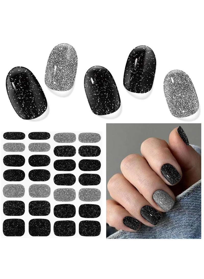 Semi Cured Gel Nail Strips, 28 Pcs UV Gel Nail Stickers, Long Lasting Gel Nail Strips, Salon Quality Gel Nail Wraps for Home, Includes Prep Pads, Nail File & Wood Stick(Dancing Queen)