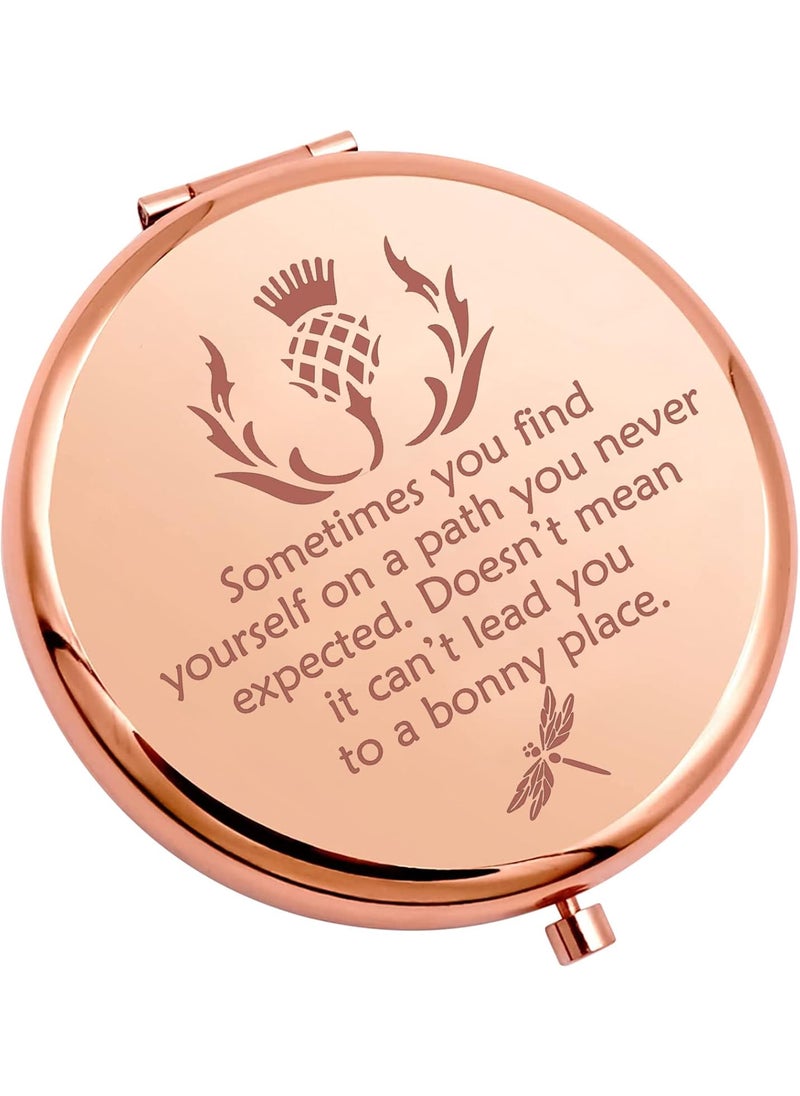 SEIRAA Sassenach Makeup Mirror Scottish Thistle Compact Mirror Scotland Dragonfly Travel Pocket Mirror (Dragonfly Makeup Mirror)