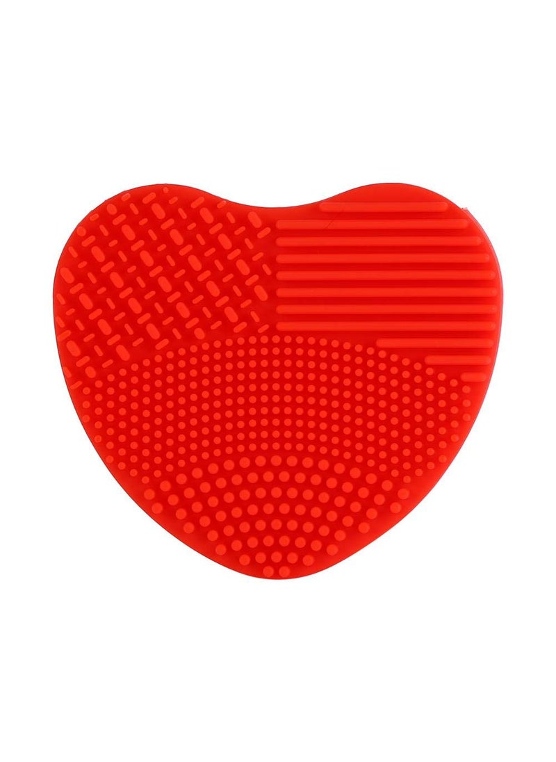 Makeup Brush Cleansing Brush Cleaner,Soft Silicone Washing Scrubber,Heart shaped Scrub for Cosmetic Makeup Brush Cleaning Mat Red