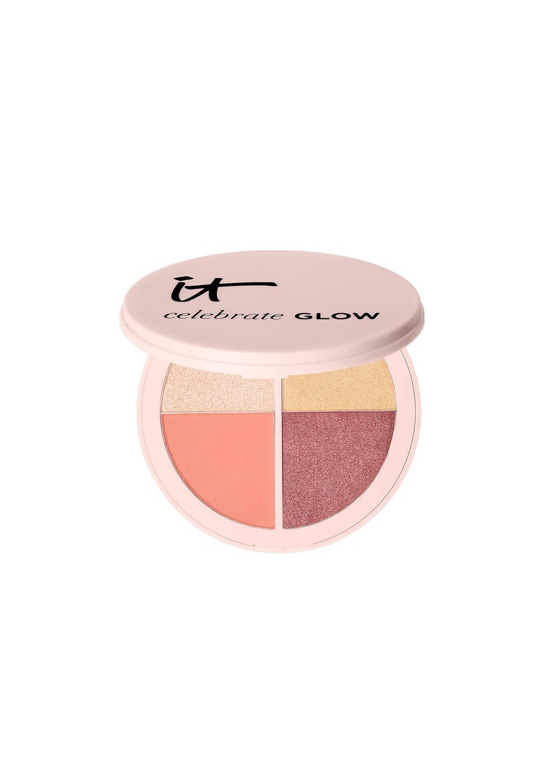 IT Cosmetics Celebrate Glow Face & Eye Makeup Palette - Multitasking Blush, Highlight & Eyeshadow Palette in Matte, Pearl & Shimmer Shades