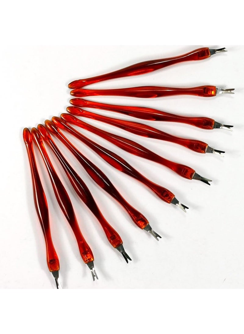 SING F LTD 10PCS Red Nail Art Tips Cuticle Pusher Remover Trimmer with Round Tail Set