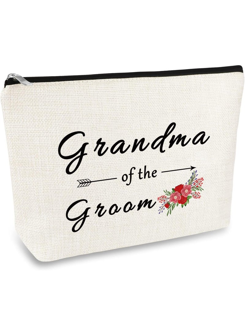Grandma of The Groom Gifts Makeup Bag Grandmother of the Groom Gift Wedding Party Bridal Shower Engagement Birthday Gift for Grandma of the Groom Grandmother Gift from Grandson Cosmetic Bag Pouch