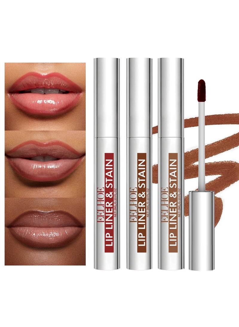 3PCS Peel Off Lip Liner Lip Stain Tattoo,Waterproof Lip Tint, Matte Finish Peel Off Lip Gloss,Non-stick Cup Liquid Lipstick Nude Lip Gloss for Women