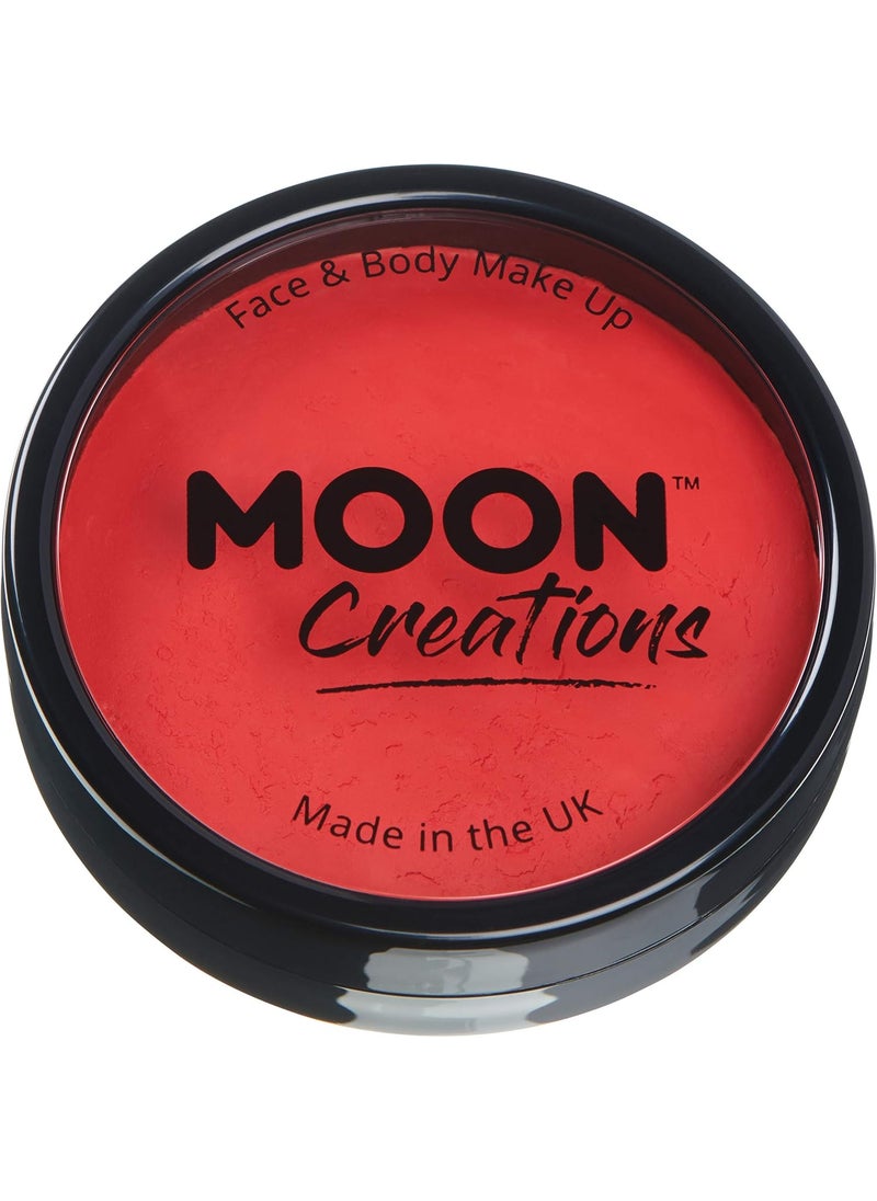 Pro Face & Body Paint Cake Pots by Moon Creations - Bright Red - Professional Water Based Face Paint Makeup for Adults, Kids - 1.26oz