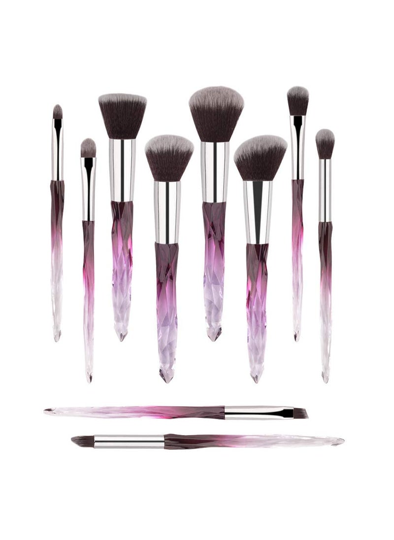 Professional Make Up Brush 10pcs Soft Bristles Hair Makeup Brushes Eyeliner Eyebrow Lip Contour Blending Brush Set (Purple)