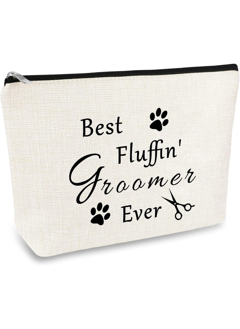 Dog Groomer Gift for Women Zipper Makeup Bag Grooming Cosmetic Bag Pet Groomer Dog Groom Gift Christmas Thanksgiving Day Birthday Gifts for Animal Hairdresser Stylist Travel Toiletries Pouch