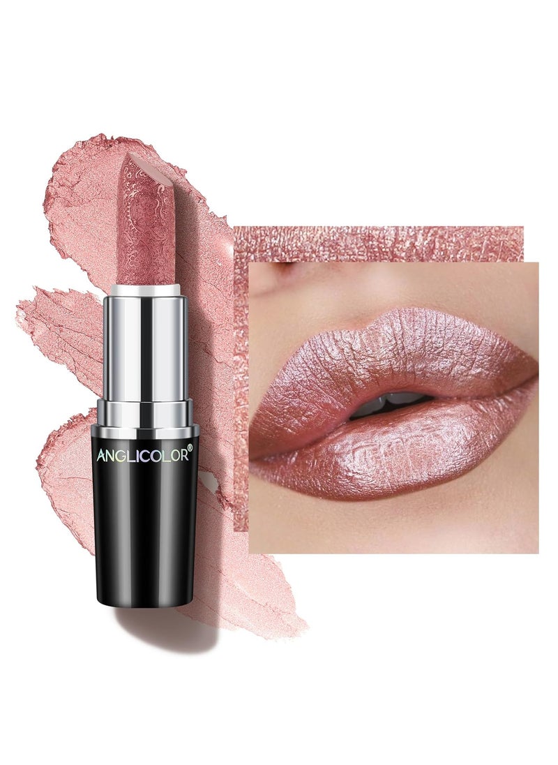 Glitter Pink Lipstick,High Impact Lipcolor,Lightweight Hydrating Formula,Metallic Lipstick For Women For Vegan & Cruelty-Free,Full-Coverage Lip Color (07 PURE ENVY, 4g)