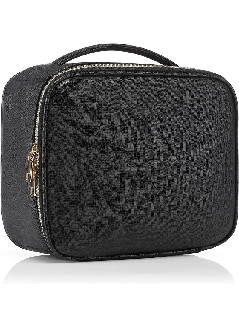 Vlando Toiletry Bag, Large Wash Bag, Travel Cosmetic Make-up Bag, Multi-compartment with Dividers for Cosmetics Makeup Brushes Toiletry Jewelry Accessories, Black