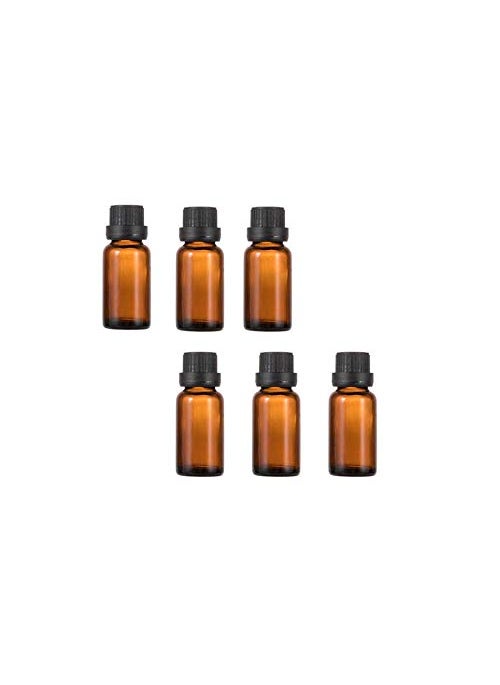 6Pcs Amber Glass Essential Oil Bottles with Orifice Reducer and Black Cap Empty Cosmetic Perfume Aromatherapy Storage Container Vial Pots Portable Refillable size 10ml/0.33oz