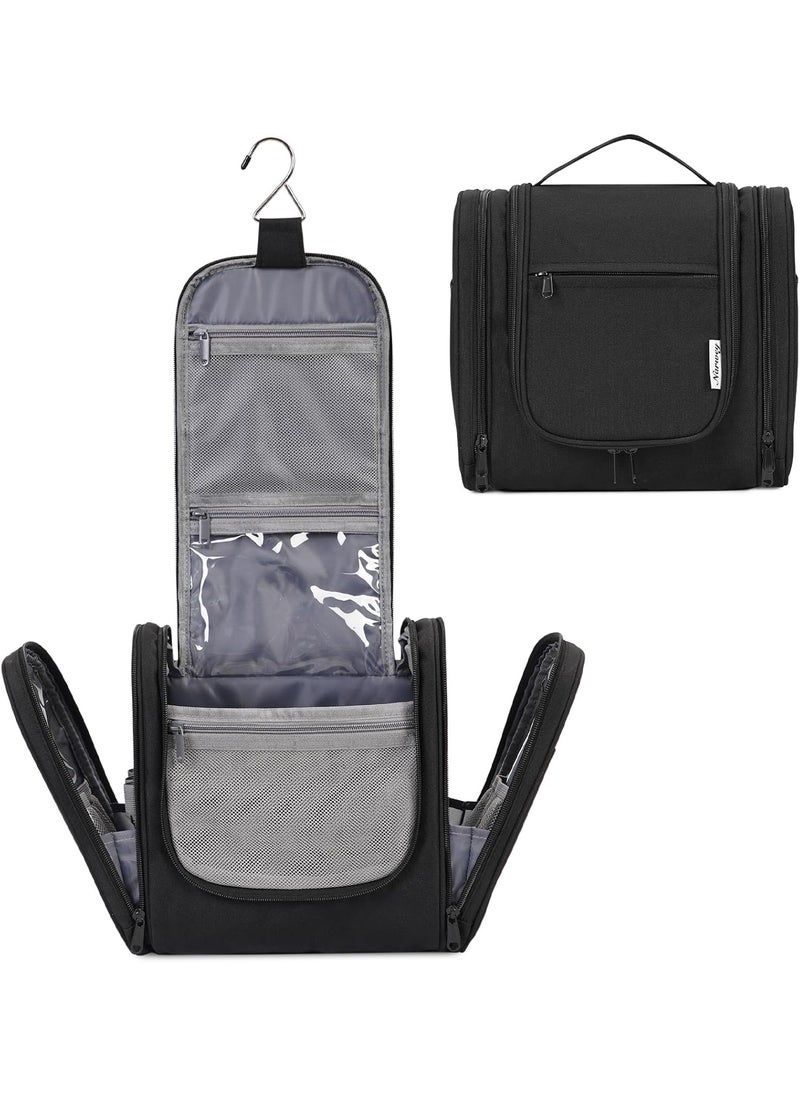 Narwey Large Hanging Toiletry Bag for Women Men Travel Makeup Bag Organizer Toiletries Bag Dry Wet Separation (Black)