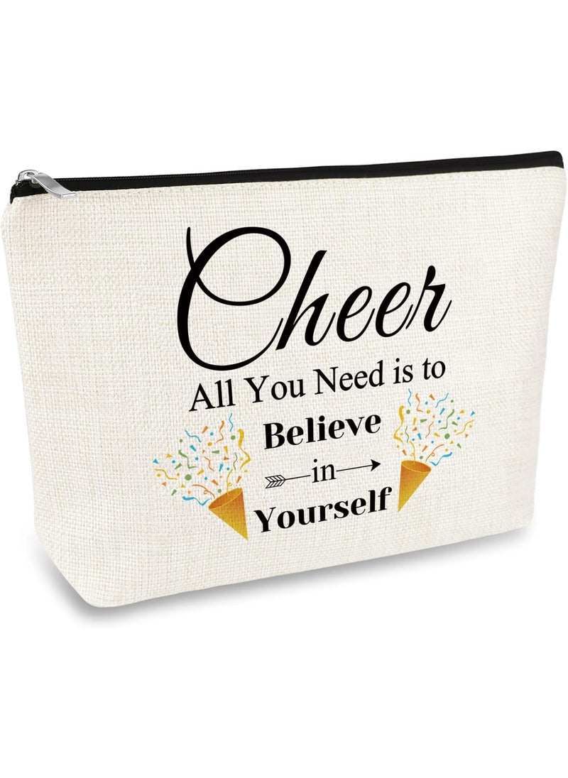 Cheer Gifts Makeup Bag for Girls Cheerleading Gifts Inspirational Gift for Cheerleader Cheer Team Gift Cosmetic Bag Birthday Graduation Gift for Women Motivational Gift Travel Toiletry Pouch