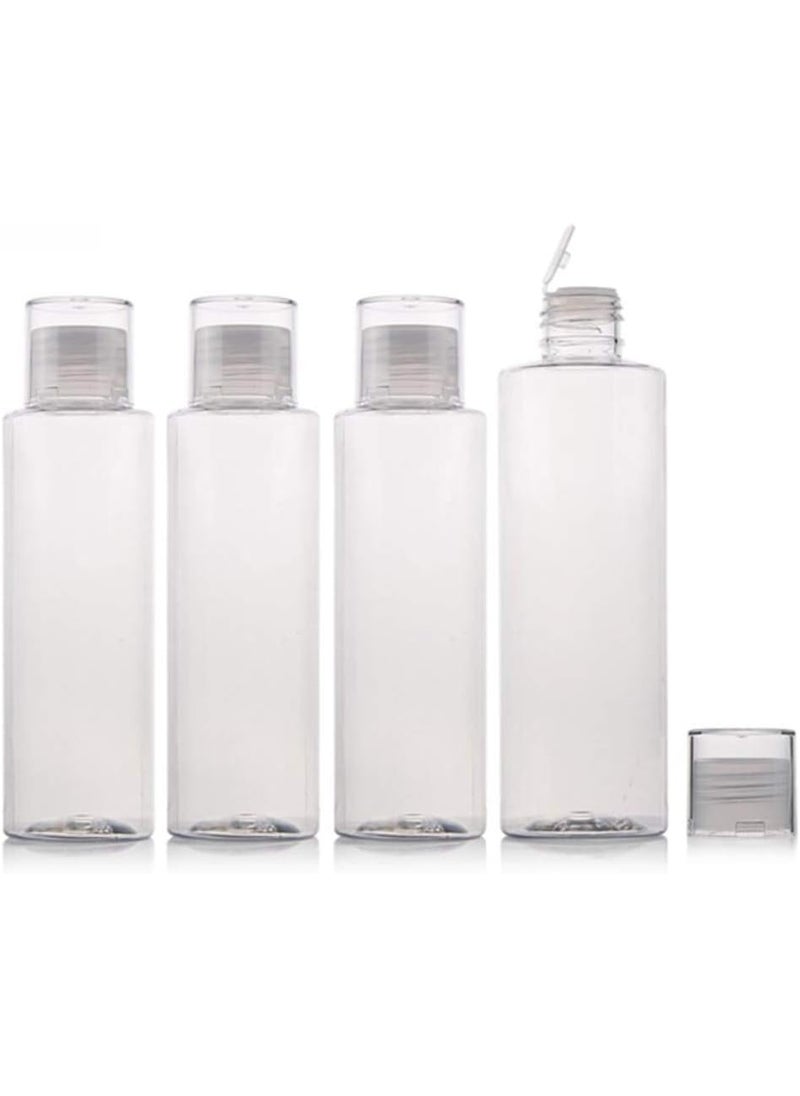 5 oz Clear Plastic Empty Bottles Travel Bottle Container with Flip Cap BPA -free Sample Tube Jars for Cosmetic Bath Shower Gel Lotion Liquid Shampoo - Set of 4