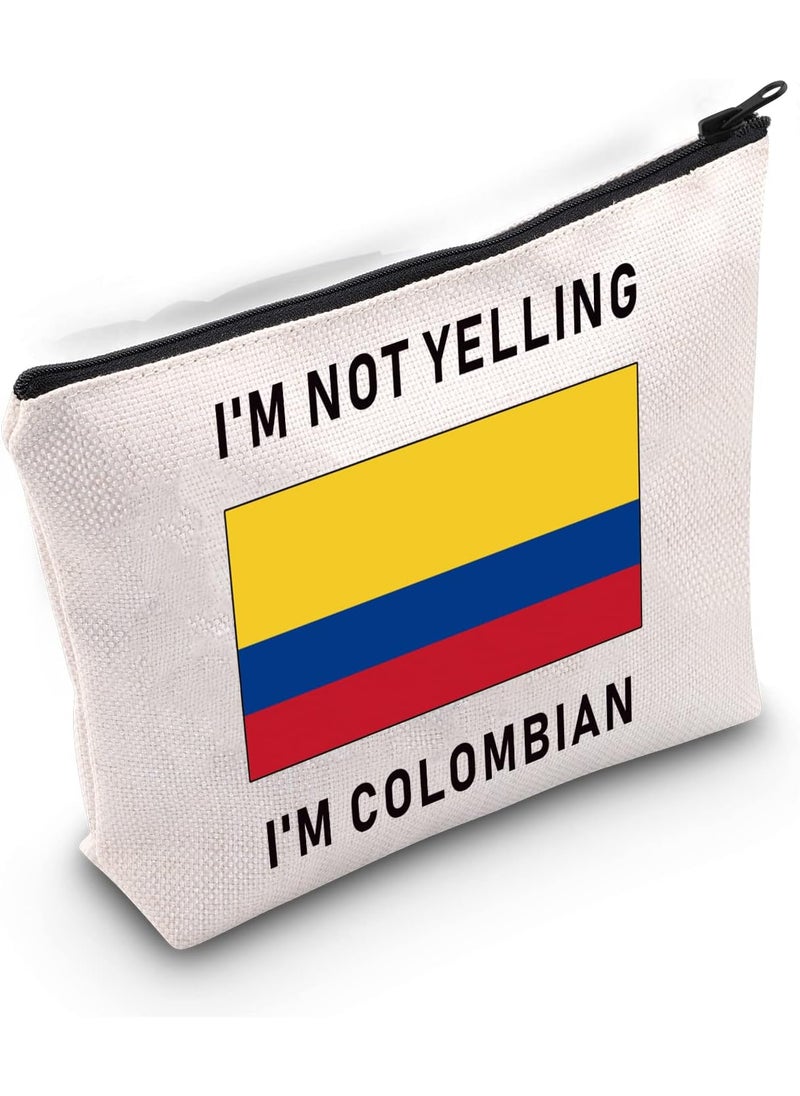 LEVLO Funny Colombia Flag Cosmetic Bags Souvenirs I'm Not Yelling I'm Colombian Makeup Bags Colombian Root Flag Gifts (I'm Colombian)