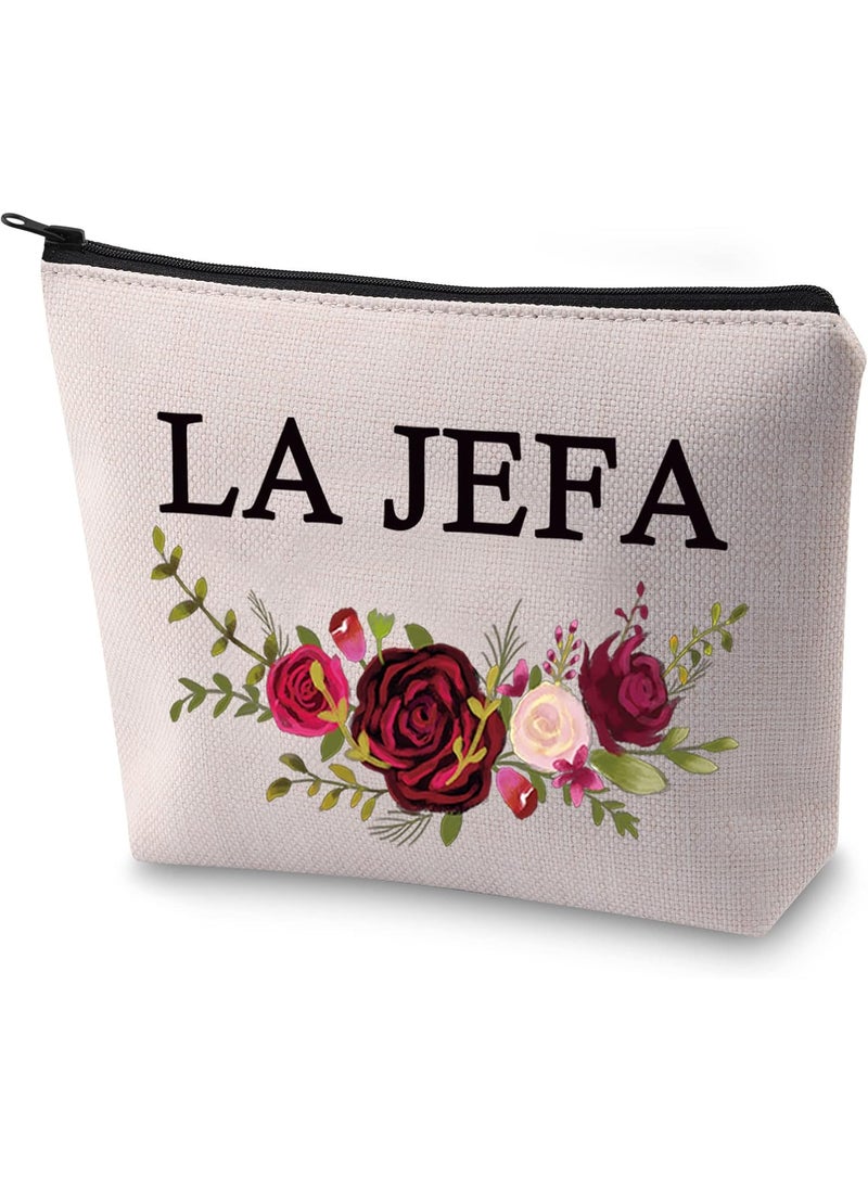 BLUPARK Boss Lady Gift La Jefa Makeup Bag Mexicana Gift Latina Boss Cosmetic Bag for Girl Boss (LA JEFA)