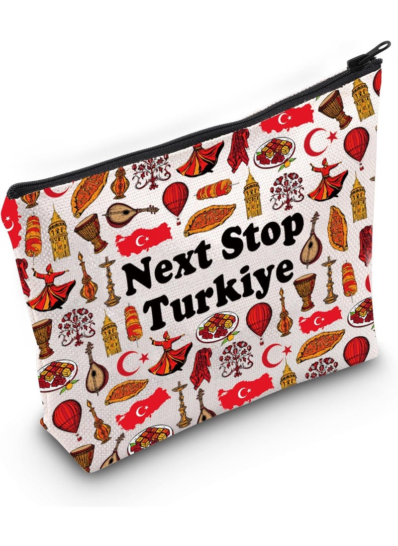 JXGZSO Turkiye Symbols Souvenir Bag Traveler Gift Next Stop Turkiye Makeup Bag Turkiye Lover Gift Turkiye landmark Gift