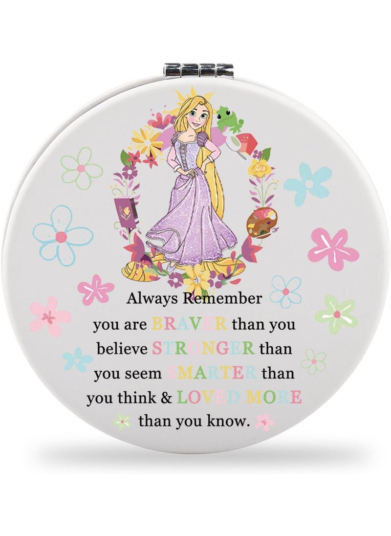 SEIRAA Princess Rapunzel Pocket Mirror Rapunzel Compact Mirror Rapunzel Gifts for Women Rapunzel Merchandise (Pink Princess)