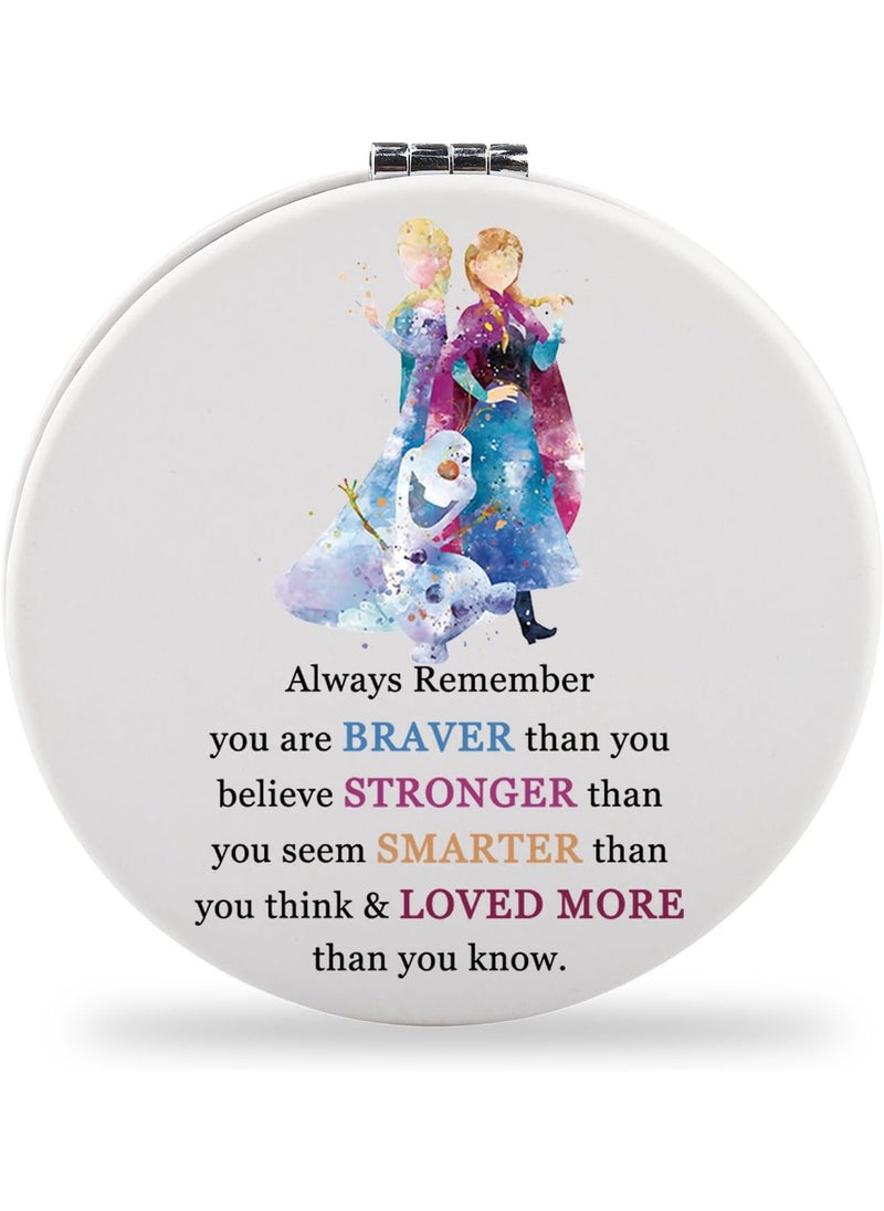SEIRAA Elsa and Anna Pocket Mirror Olaf Makeup Mirror Elsa and Anna Gifts Olaf Gifts for Women Elsa and Anna Merch (2 Princess)