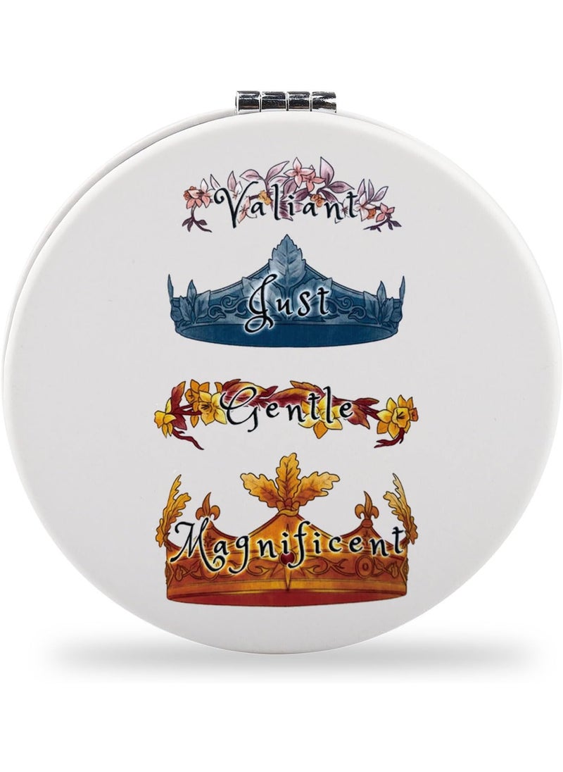 SEIRAA Narnia Crowns Pocket Mirror Narnia King Queen Gifts Valiant Just Gentle Magnificent Gifts Narnia Book Inspired Makeup Mirror (King Gentle)