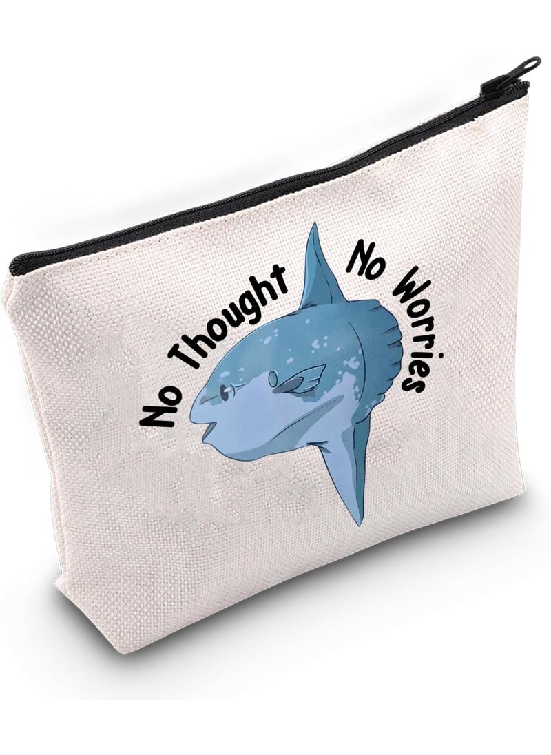 JXGZSO Funny Sunfish Gift Mola Mola Makeup Bag Sunfish Lover GIft Thought No Worries Cosmetic Bag