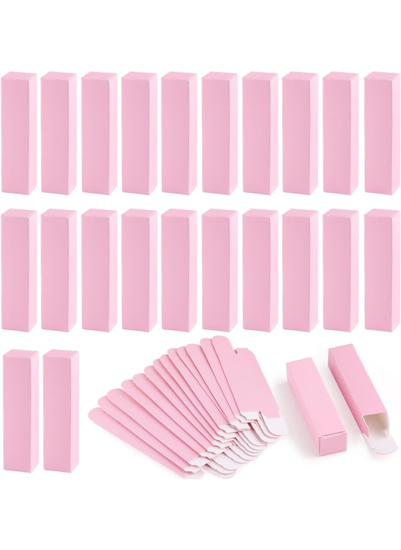 100 Pack 0.78 * 0.78 * 3.34 inch Kraft Paper Lipstick Box Rectangle Lip Balm Kraft Boxes Essence Oil Bottle Packaging Organzier for Makeup Sample Tube Storage DIY Gifts - Pink