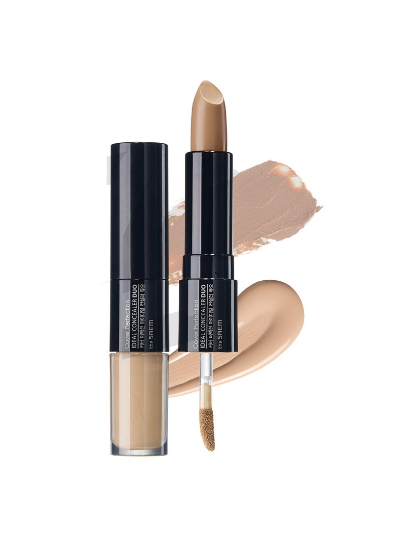 THESAEM Cover Perfection Ideal Concealer Duo (#2 Rich Beige) | Dual Type Full Coverage Concealer, High Adherence High Pigmented, No Clumping in Wrinkles, Crease-Proof Concealer