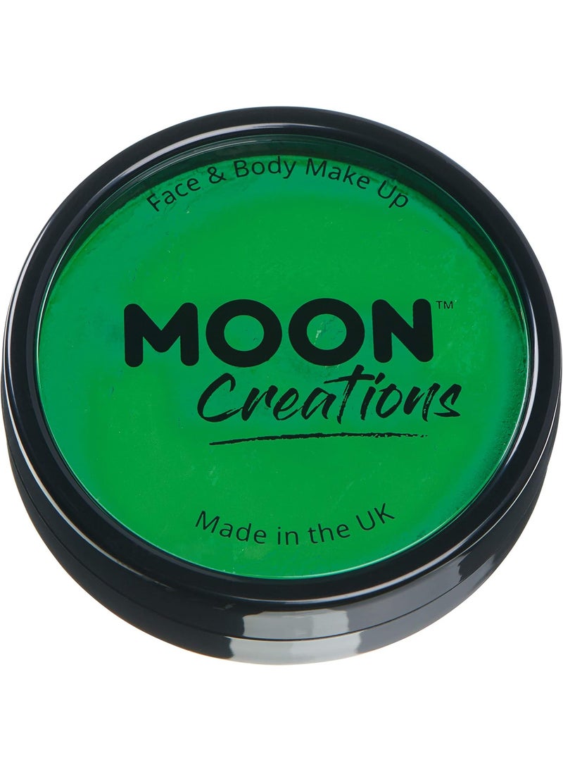 Pro Face & Body Paint Cake Pots Bright Green - Professional Water Based Face Paint Makeup for Adults, Kids - 1.26oz