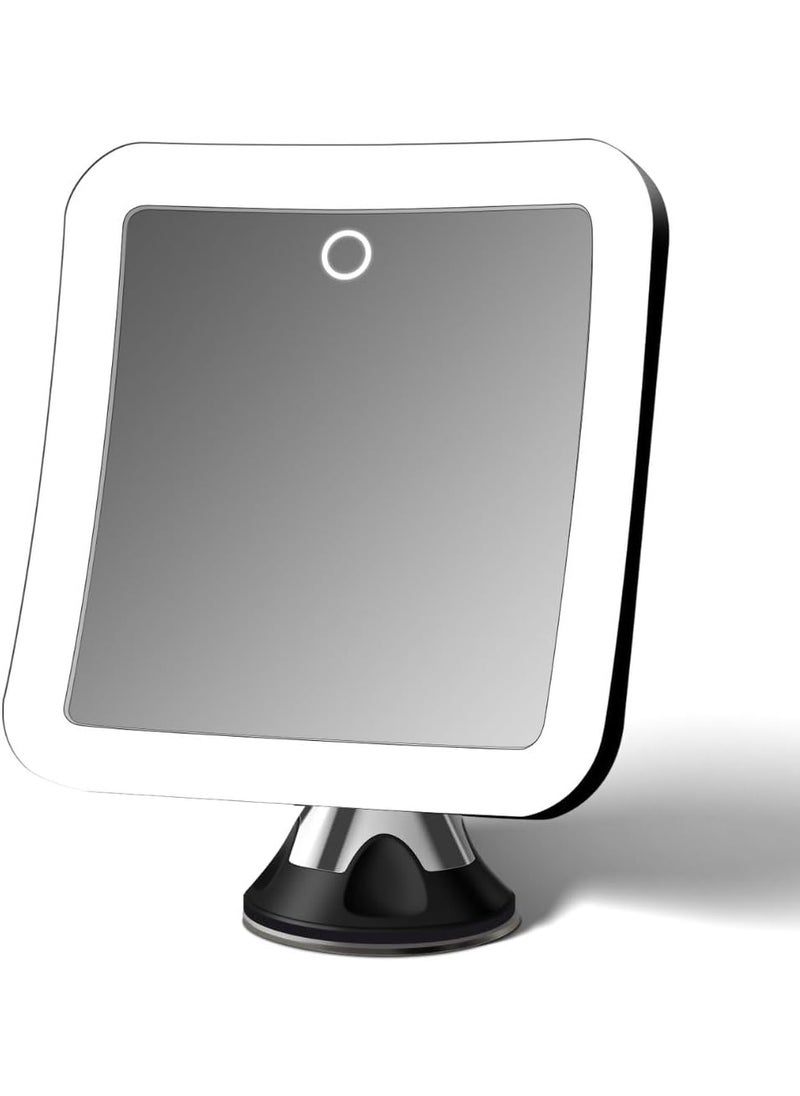 Fancii Rechargeable 10x Magnifying Mirror with 3 LED Light Settings, Dimmable Touch Light, Cordless, Locking Suction Mount, Lighted Mirror for Bathroom or Travel, Mira 2 (Black)