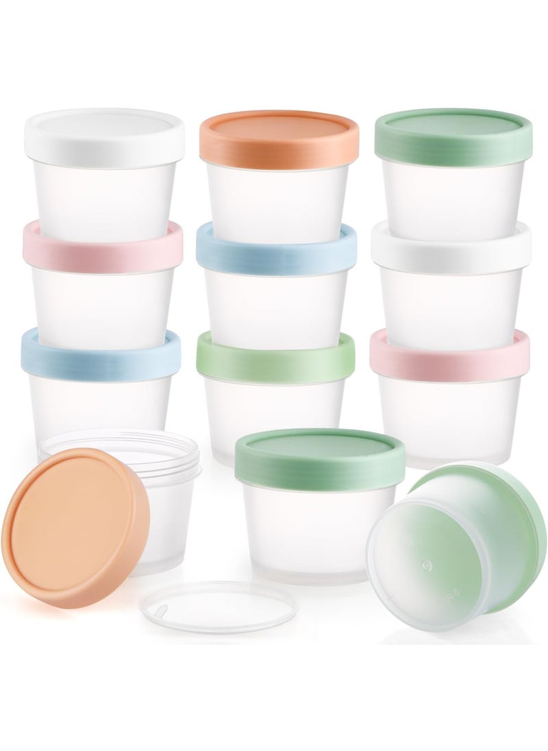 12 Pieces 3.4oz/100ml Cosmetic Container Refillable Plastic Makeup Pot Translucent Wide Mouth Storage Jars with Lids for DIY Beauty Products Lotion Cream Body Butter Powder - Multicolor