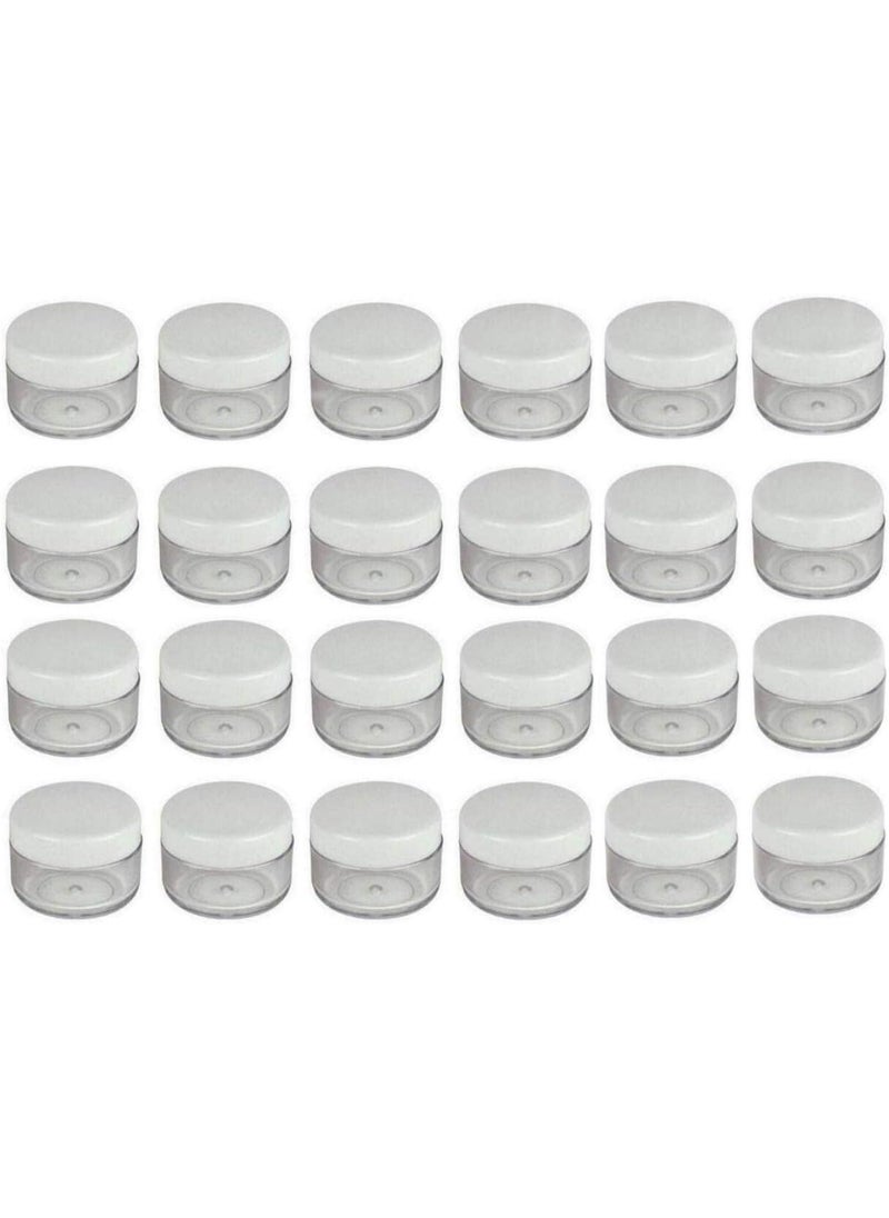 24PCS 15 Gram 15ml 0.5oz Refillable White Plastic Screw Cap Lid with Clear Base Empty Plastic Sample Container Jars for Cosmetic Make Up Cream Lotion Eye Shadow Nails Powder Gems Jewelry