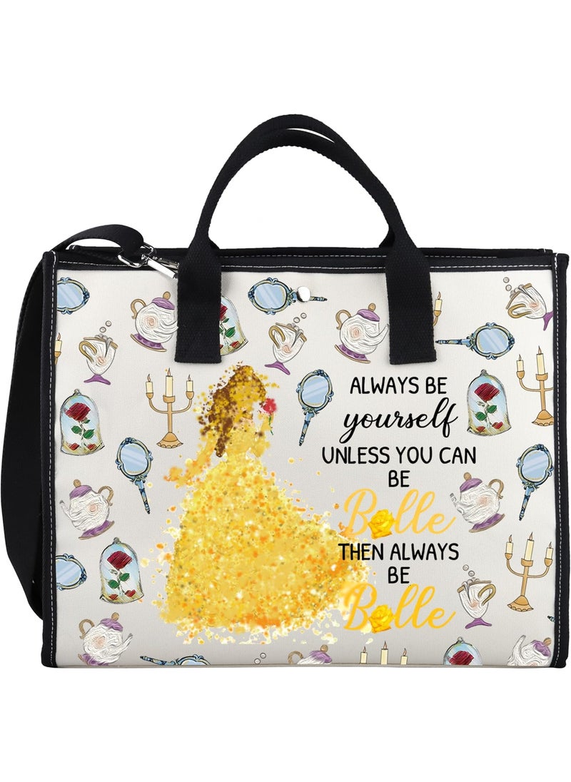 XYANFA Beauty Movie Makeup Bag Beast Fans Gift Belle Princess Birthday Gift Fairy Tales Cosmetic Bag (ALWAYS BE Bellle tote bag)