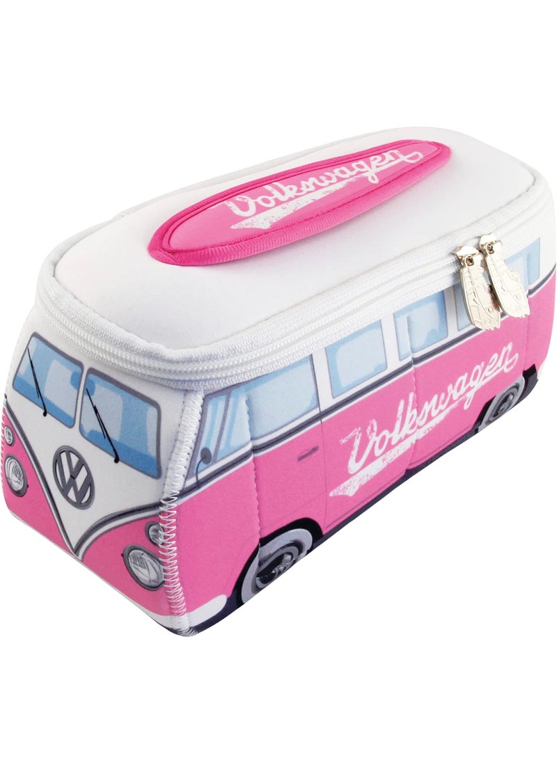 BRISA VW Collection - Volkswagen Neoprene Universal Makeup Cosmetics Toiletry Travel Pharmacy Bag in T1 Bus Design (Pink/Large) (Small (9.1 x 4.3 x 3.1 inches))