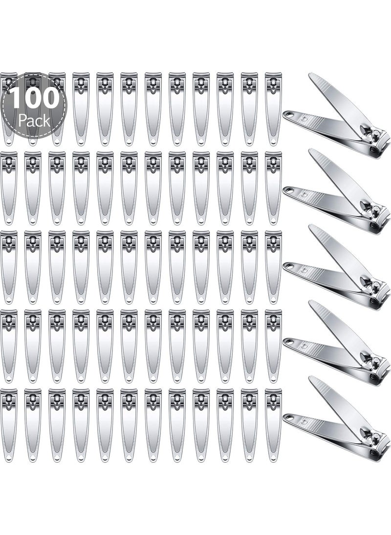 Mudder 100 Pieces Nail Clippers Set Bulk for Men Women Ultra Sharp Stainless Steel Fingernail and Toenail Clippers Flat Portable Travel Fingernails Sturdy Trimmer Pointed Pedicure Manicure Care Tool