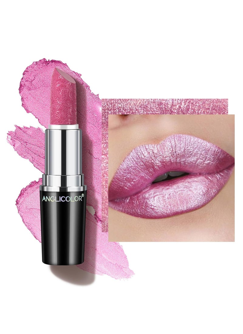 Glitter Pink Lipstick,High Impact Lipcolor,Lightweight Hydrating Formula,Metallic Lipstick For Women For Vegan & Cruelty-Free,Full-Coverage Lip Color (15 VELOCITY,4g)