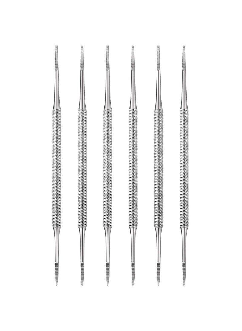 Mudder 6 Pack Ingrown Toenail Files Double Sided Toenail Lifters One Side Flat and One Side Curved Stainless Steel Manicure Treatment Removal Pedicure Tools for Feet Under Nail Cleaner