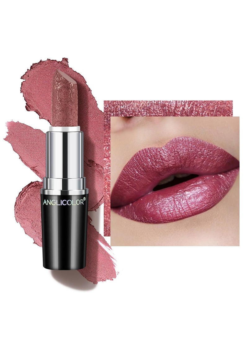 Glitter Plum Lipstick,High Impact Lipcolor,Lightweight Hydrating Formula,Metallic Lipstick For Women For Vegan & Cruelty-Free,Full-Coverage Lip Color (03 LOVE PARTICLE, 4g)